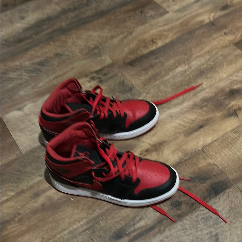 Red and Black High-Top Sneakers